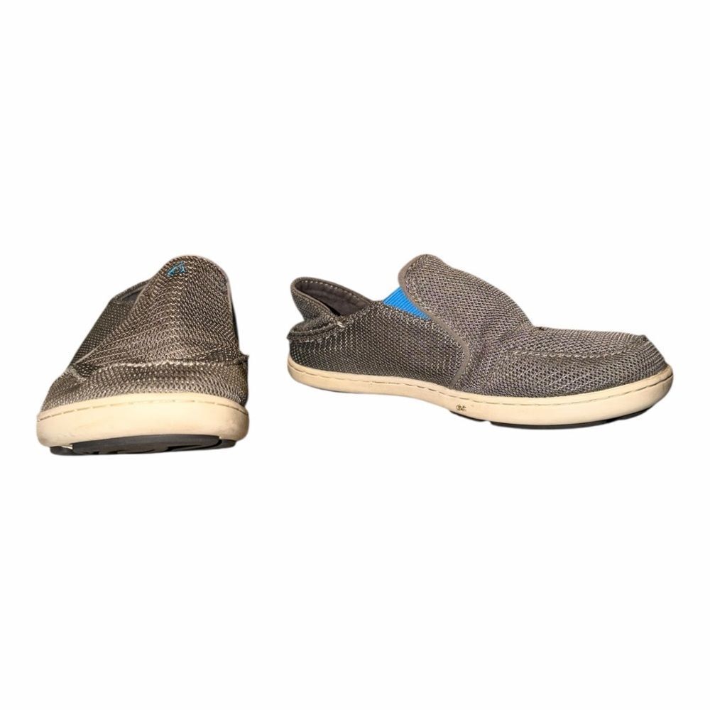 OluKai Nohea Mesh Boys Supportive Shoes in Gray & Blue Accents 2M GUC